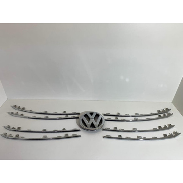 Jogo Friso Cromado Grade Tiguan 2012 Á 2015 Original Usado